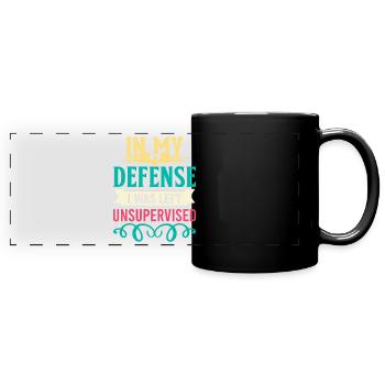 Cool Funny Tee Pour ma défense, j’ai été laissé - Mug panoramique uni - noir - Devant