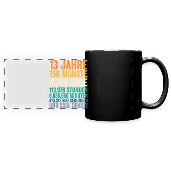 13 Jahre Dreizehnter Geburtstag - Panorama-Tasse farbig - Schwarz - Vorne