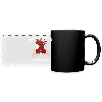 "Weinaktivistin Heben statt Kleben" - witziges - Panorama-Tasse farbig - Schwarz - Vorne