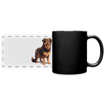 Hovawart propriétaire chien fermier Pure race - Mug panoramique uni - noir - Devant