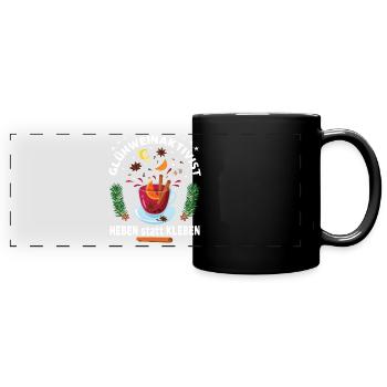 "Glühweinaktivist Heben statt Kleben" - - Panorama-Tasse farbig - Schwarz - Vorne