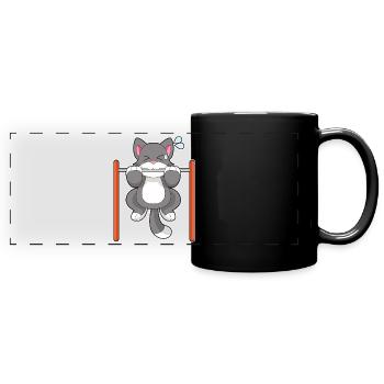 Cat Bodybuilder Pull-ups Bodybuilding - Full Colour Panoramic Mug - black - Front