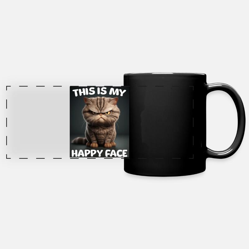 Funny Cats Shirt Grumpy - Full Colour Panoramic Mug - black