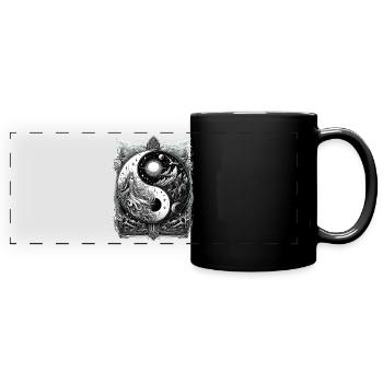Ornement de paysage de lune YinYang - Mug panoramique uni - noir - Devant