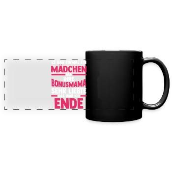 Stiefmutter Stiefmama Bonusmama Stieftochter - Panorama-Tasse farbig - Schwarz - Vorne