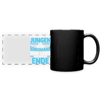 Stiefmutter Stiefmama Bonusmama Stiefsohn - Panorama-Tasse farbig - Schwarz - Vorne