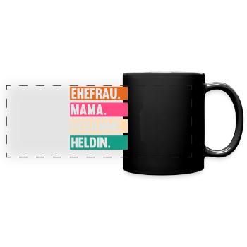 Mama Mutter Geburtshelferin Hebamme - Panorama-Tasse farbig - Schwarz - Vorne