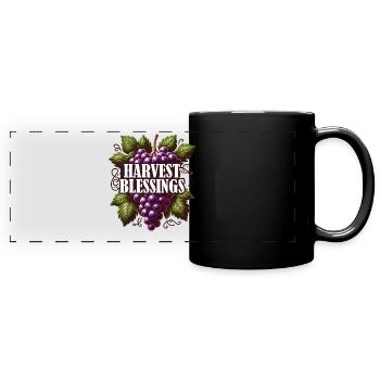 Blessing Harvest Thanksgiving Turkey Time for Boys - Full Colour Panoramic Mug - black - Front
