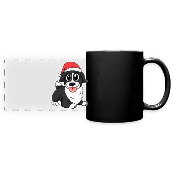 Longhair Collie Dog Animal Christmas - Full Colour Panoramic Mug - black - Front