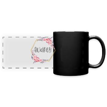 Audrey Girl Name Baby Gift - Full Colour Panoramic Mug - black - Front