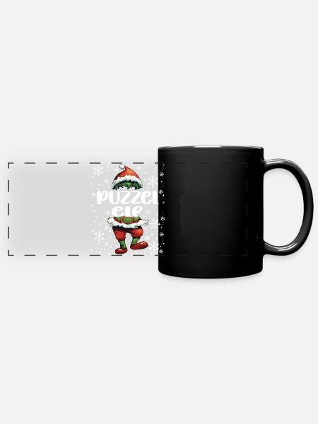 Weihnachtsoutfit Puzzel Elf - Panorama-Tasse farbig - Schwarz