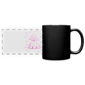 Portuguese Water Dog mit kleinen Pfoten - Panorama-Tasse farbig - Schwarz - Vorne