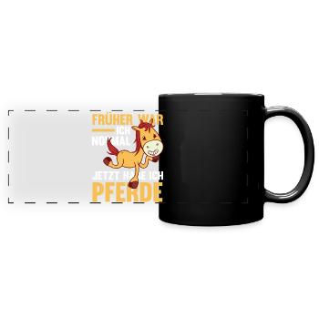 Pferd Reiten Bauernhof Bauer Pferdebesitzer Pferde - Panorama-Tasse farbig - Schwarz - Vorne