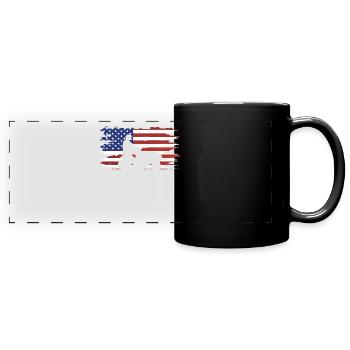 Tondeuse de course drôle Drapeau américain - Mug panoramique uni - noir - Devant