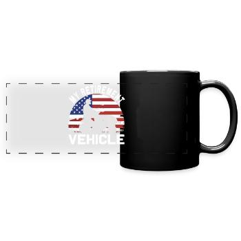 Tondeuse de course drôle Drapeau américain - Mug panoramique uni - noir - Devant