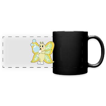 Butterfly Soap Bubbles - Full Colour Panoramic Mug - black - Front