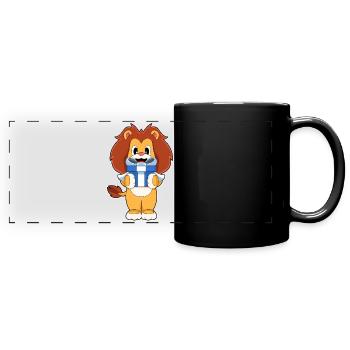 Forfait Noël Lion - Mug panoramique uni - noir - Devant