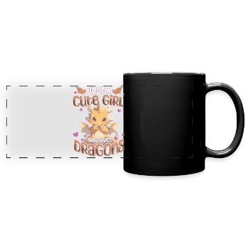 Just a cute Girl who loves Dragons - Kawaii Dragon - Full Colour Panoramic Mug - black - Front