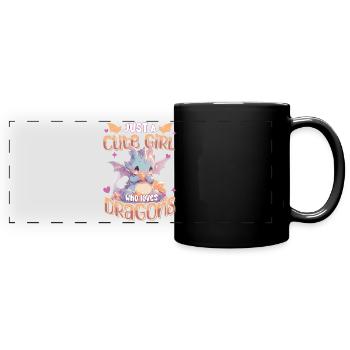 Just a cute Girl who loves Dragons - Kawaii Dragon - Full Colour Panoramic Mug - black - Front