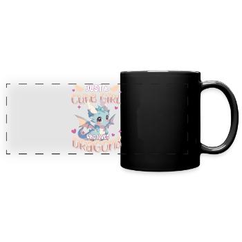 Just a cute Girl who loves Dragons - Kawaii Dragon - Full Colour Panoramic Mug - black - Front