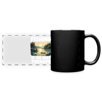 Fishing, Leisure, Contemplative, Quiet, Nature Experience - Full Colour Panoramic Mug - black - Front