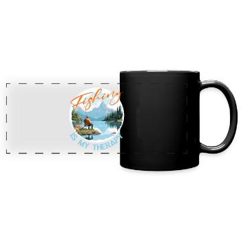 Fishing, Leisure, Contemplative, Quiet, Nature Experience - Full Colour Panoramic Mug - black - Front