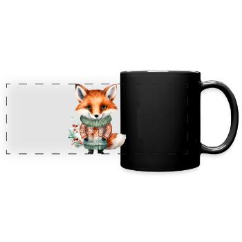 Winterfuchs im Pullover - Panorama-Tasse farbig - Schwarz - Vorne