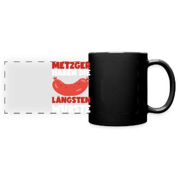 Metzger Fleischer Metzgermeister Fleischerin - Panorama-Tasse farbig - Schwarz - Vorne