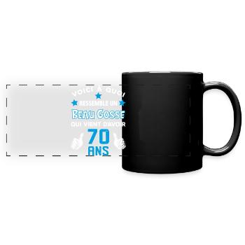 70 ans anniversaire homme cadeau drôle humour - Mug panoramique uni - noir - Devant