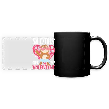 Valentine's Day Gift February 14 Cute Sloth - Full Colour Panoramic Mug - black - Front