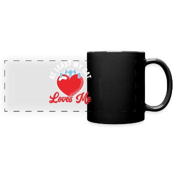 Valentine's Day Gift February 14 Cute Cat - Full Colour Panoramic Mug - black - Front