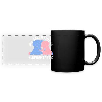 14. Februar Valentinstags-Geschenk Süsser Elefant - Panorama-Tasse farbig - Schwarz - Vorne