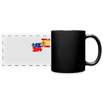 Liechtenstein Espagne Drapeau Liechtensteiner - Mug panoramique uni - noir - Devant