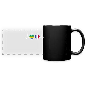 Gabon, France, Heartbeat, Flag, Gabonese - Full Colour Panoramic Mug - black - Front
