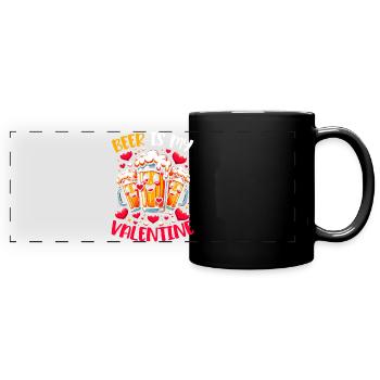February 14 Valentine's Day Beer Drinker Alcohol - Full Colour Panoramic Mug - black - Front