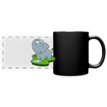 Elefant Wasser - Panorama-Tasse farbig - Schwarz - Vorne