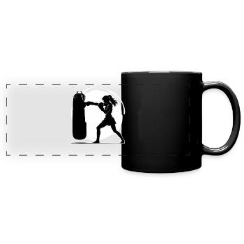 Muay Thai Frau - Panorama-Tasse farbig - Schwarz - Vorne