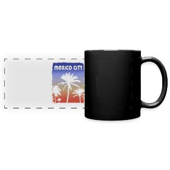 Mexiko-Stadt Mexiko Sonnenuntergang Urlaub Souvenir Palme - Panorama-Tasse farbig - Schwarz - Vorne