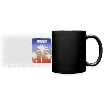 Manila Philippines Sunset Vacation Souvenir Palm - Full Colour Panoramic Mug - black - Front