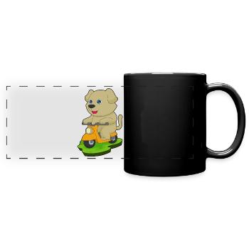 Hund Motorroller - Panorama-Tasse farbig - Schwarz - Vorne