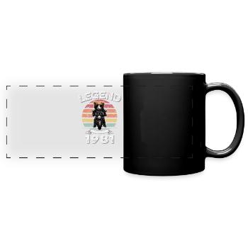 1981 Geburtstag Legend since sunset Teddy - Panorama-Tasse farbig - Schwarz - Vorne
