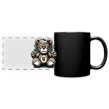 Ours en peluche vintage maman peluche - Mug panoramique uni - noir - Devant