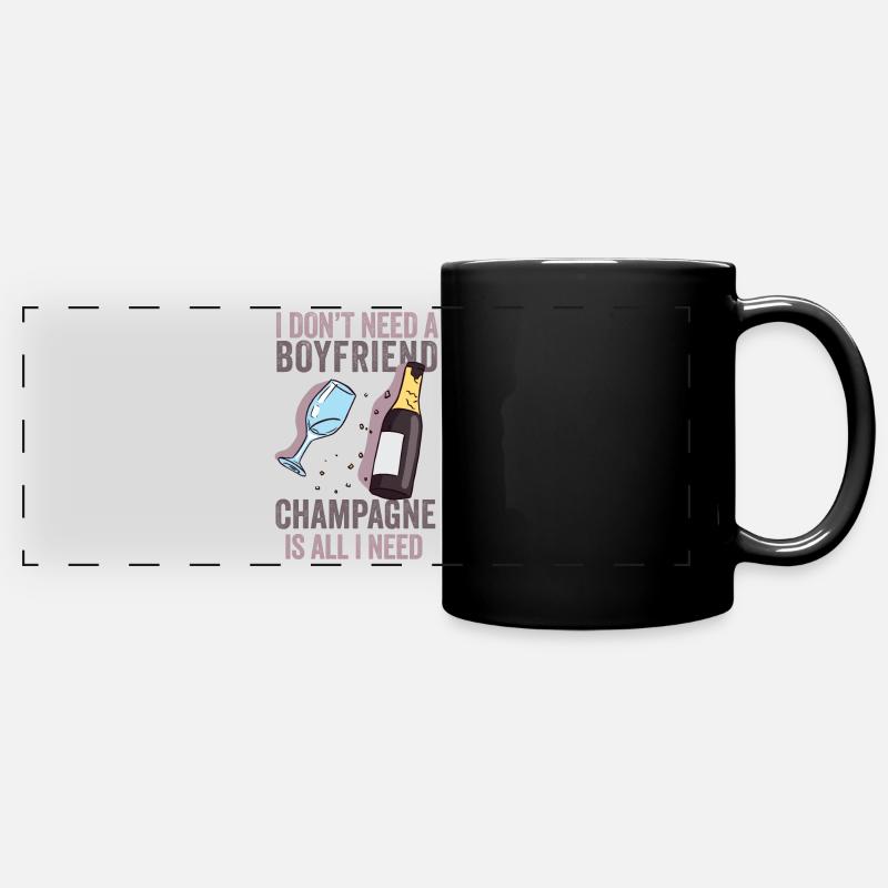 Le vin mousseux : mon véritable amour - Mug panoramique uni - noir