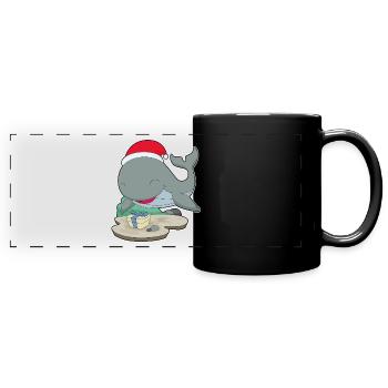 Forfait Noël des baleines - Mug panoramique uni - noir - Devant