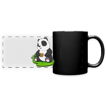 Panda Cookie - Panorama-Tasse farbig - Schwarz - Vorne