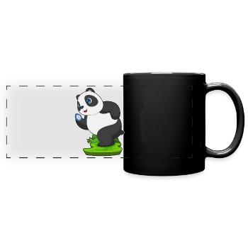 Panda Jogger Joggen Sport - Panorama-Tasse farbig - Schwarz - Vorne