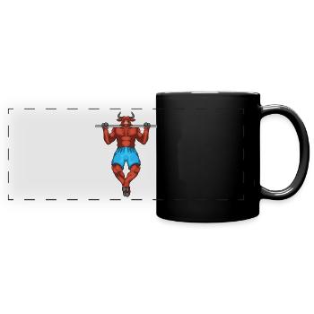 Taurus Bodybuilder Pull-Ups Bodybuilding - Full Colour Panoramic Mug - black - Front