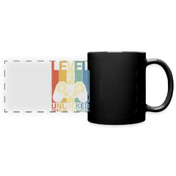 Level 21 Freigeschalteter offizieller Teenager - Panorama-Tasse farbig - Schwarz - Vorne