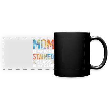 Lustiger Buntglas-künstler - Panorama-Tasse farbig - Schwarz - Vorne