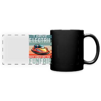 Ich fahre Elektrisch Kirmes Autoscooter - Panorama-Tasse farbig - Schwarz - Vorne